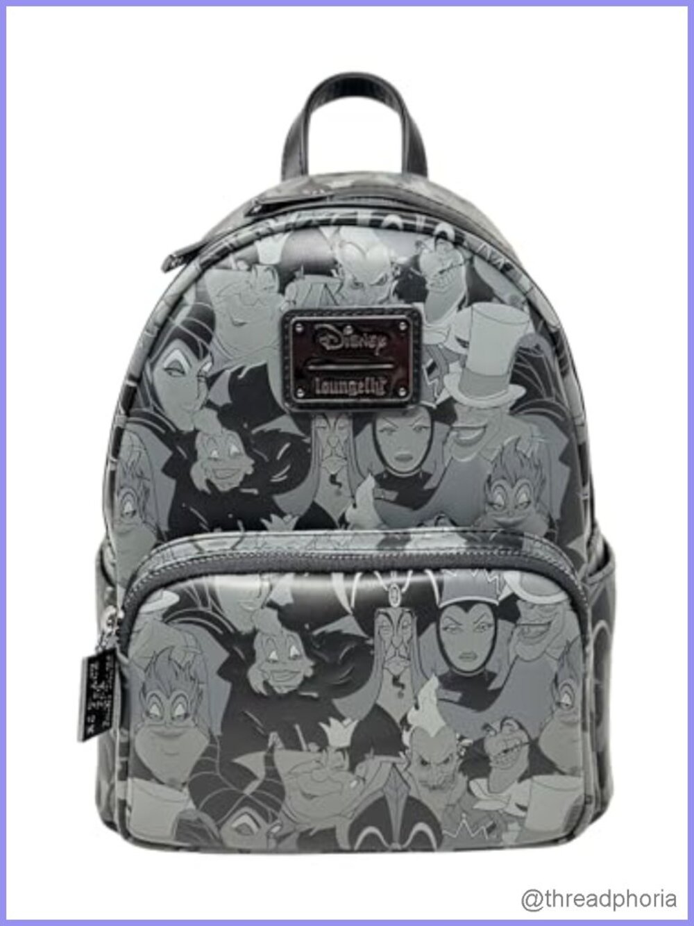 Loungefly Disney Villains Debossed Faux Leather Double Strap Shoulder Bag Purse